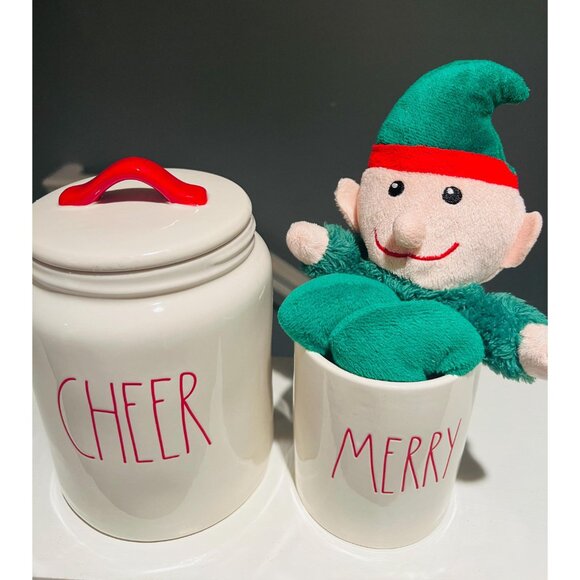Rae Dunn Christmas Canisters –“CHEER” & “MERRY” Red Holiday Kitchen Decor Bundle - Picture 7 of 9